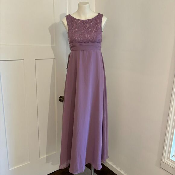 New with Tags Azazie Snow 16 Wisteria Purple Lace High Neck Bridesmaid Dress - Picture 1 of 10